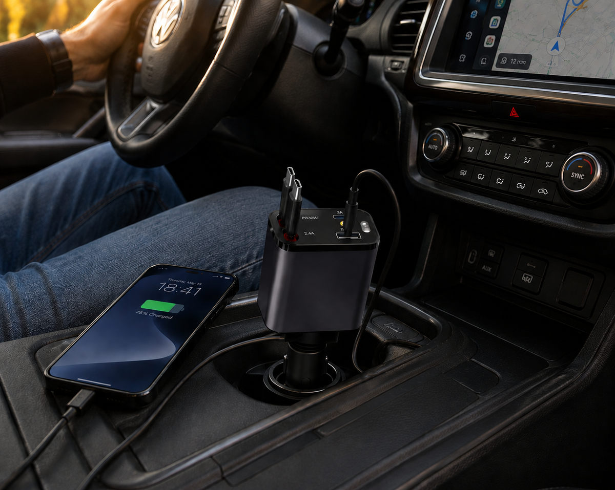 4-in-1 Retractable Car Charger