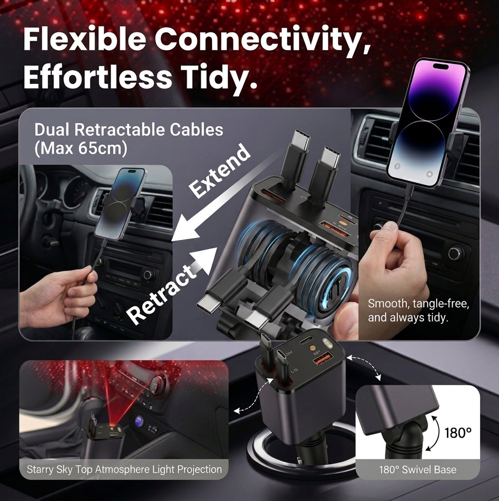 4-in-1 Retractable Car Charger