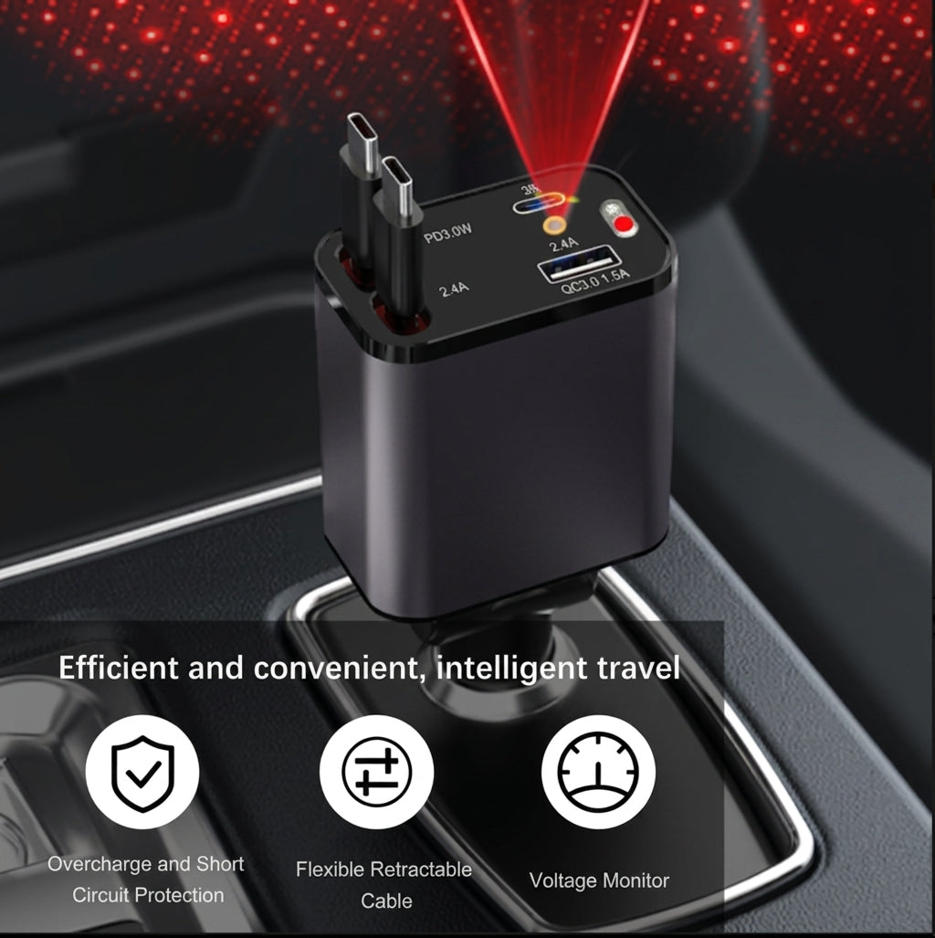 4-in-1 Retractable Car Charger