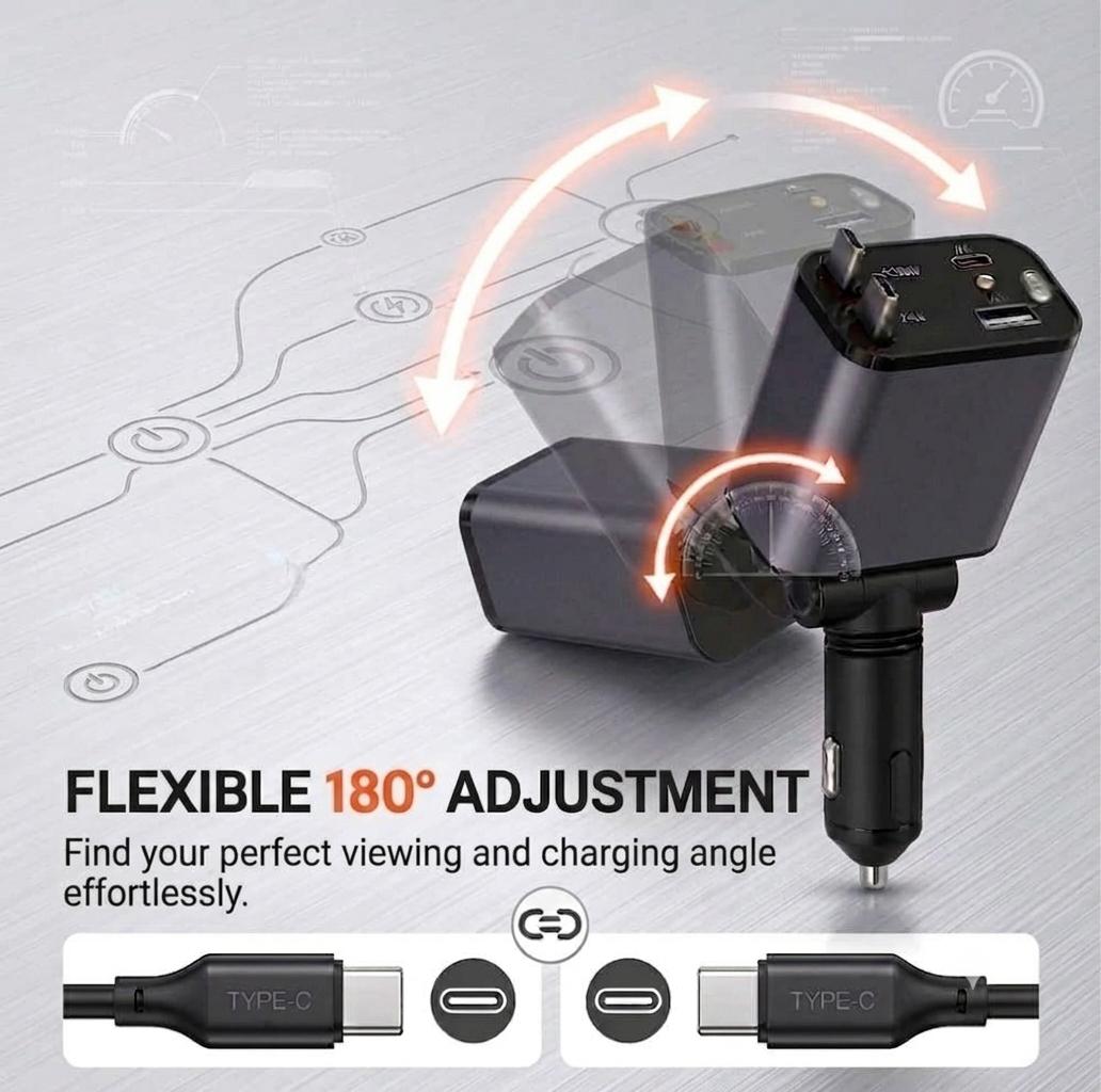 4-in-1 Retractable Car Charger