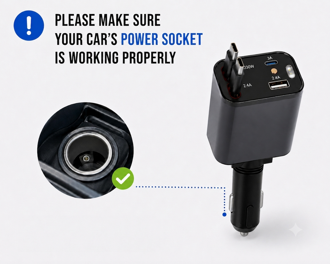 4-in-1 Retractable Car Charger